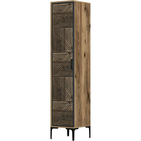 Dmora - Armadio multiuso 1 anta Giusta, Mobile multifunzionale, Mobiletto scarpiera, Guardaroba porta scarpe, 48x40h201 cm, Noce e Antracite