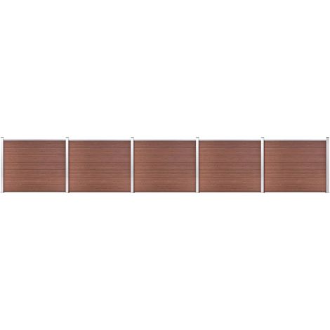 Ensemble de panneau de clôture WPC 872x146 Marron (1/5)