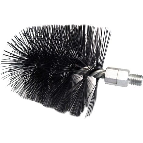 FIREFIX 2036/4 - Spazzola per canna fumaria in filo d'acciaio con filettatura esterna M12, diametro 125 mm, colore: Nero