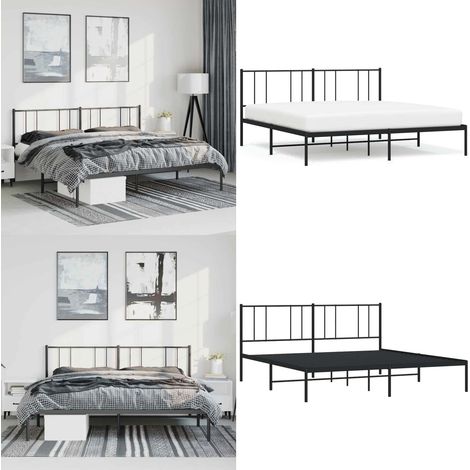 Bettgestell mit Kopfteil Metall Schwarz 183x213 cm - Metallbettfundament - Doppelbettgestell - Boxspringrahmen - Schlafzimmermöbel - Schwarzes Bettgestell - Home & Living (1/5)