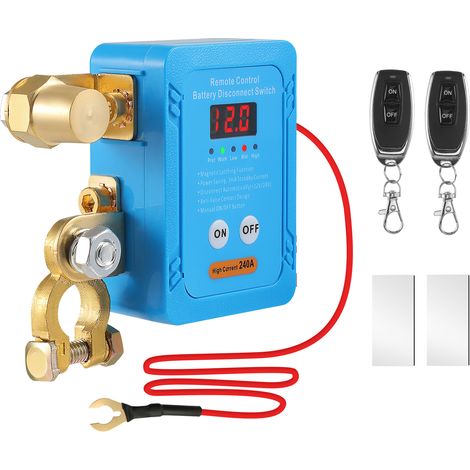 Coupe-batterie avec télécommande, 12 V 240 A, interrupteur antivol adapté aux voitures, camions, camping-cars et bateaux, livré avec 2 télécommandes