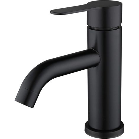 Bathroom Mixer Tap, Single Lever Sink Faucet, Stainless Steel, Grey (with 60cm Connection Hose X2) (1/5)