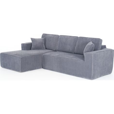 ELVMI Divano Angolare Modulare a 2 Posti con Chaise Longue in Corduroy Grigio (1/5)