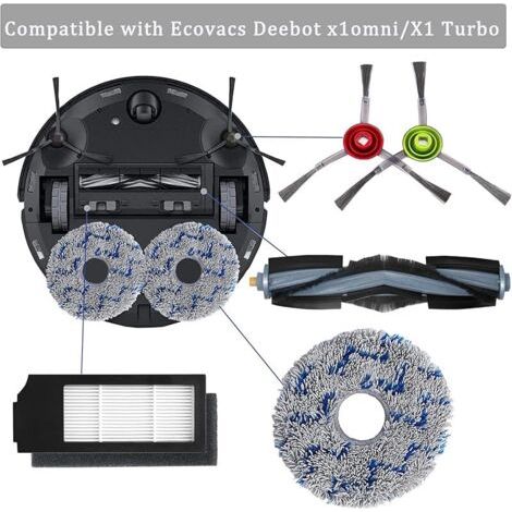 FOREHILL Accessoires pour Ecovacs Deebot X1 Omni / X1 e Omni / X1 Turbo Aspirateur, 1 Brosse principale, 4 Brosses Latérales, 4 Serpillièr (1/4)