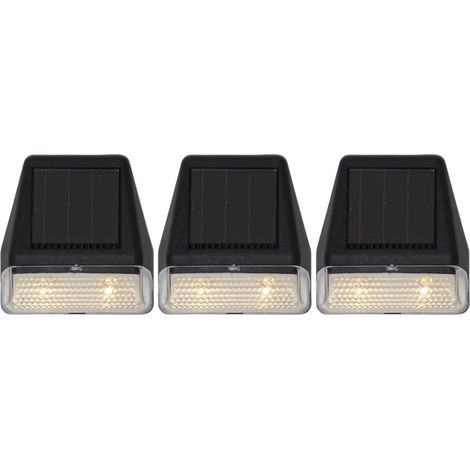 Solar-Wandleuchten ,Wally Mini', 3er-Set, Dämmerungssensor, schwarz, warmweiß, H 7,5cm, B 7cm (1/5)