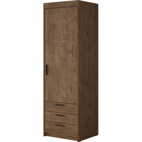 Estantería Novduni 110, Roble de lefkada, Con puertas, Cerrable, Con cajones, Aglomerado laminado, Número de puertas: 0, Número de cajones: 0, 191x60x53cm (1/4)