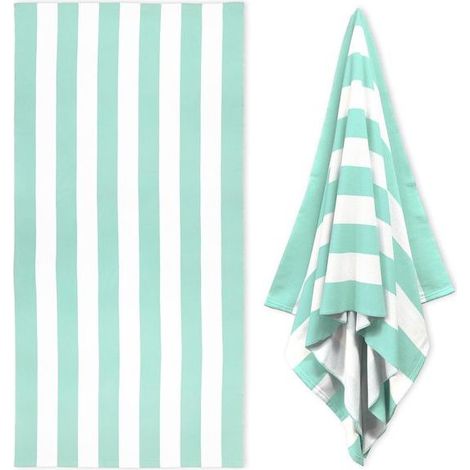 Serviette de plage extra-large 89 x 178 cm, serviette de piscine en microfibre, à rayures turquoise, serviette de bain à séchage rapide