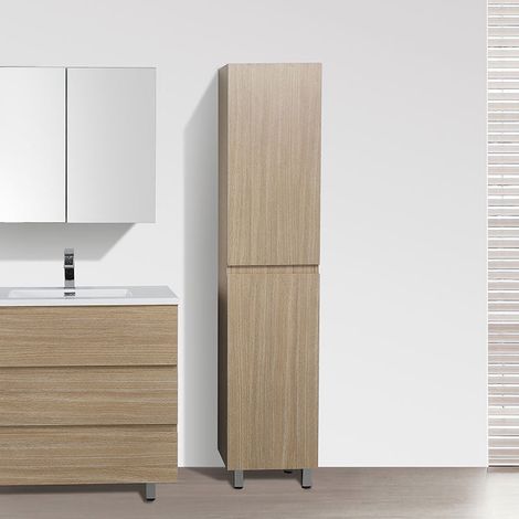 Grande armoire de rangement VERONA hauteur 176 cm chêne clair texturé 40 cm (1/4)