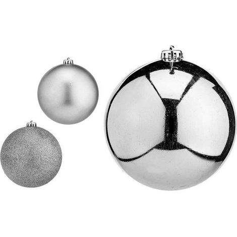 Weihnachtsbaumkugeln Krist+ Silberfarben Kunststoff Ø 15 cm 6 Stück