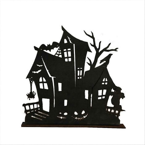 Bürodekoration aus Holz, Silhouette eines Spukhauses (1/5)