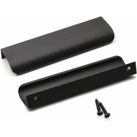 Lot de 10 Poignee de Meuble Cuisine Noir Poignée Cuisine Noir Poignée Profil Noir Poignée Meuble Noir Mat en Alliage d'Aluminium Entraxe 128mm Longueur 150mm（Noir） (1/4)