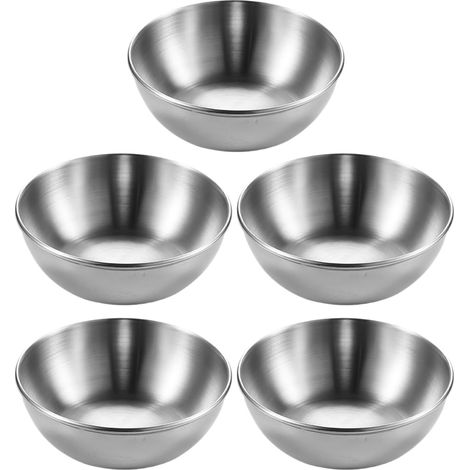 Set di 5 ciotole in acciaio inox, mini ciotole per patatine e ciotoline per salse.