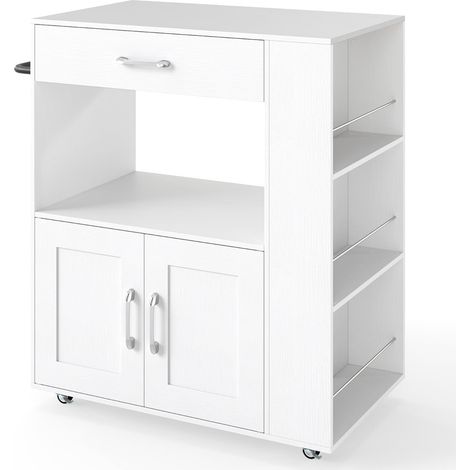 Carrello da cucina mobile con piano di lavoro, cassetto, portasciugamani