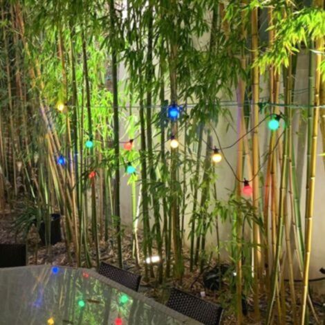 Silamp – Guirlande lumineuse d'extérieur 8m 10 ampoules LED multicolores – IP65 pour usage extérieur – Économie d'énergie 3W – Câble inclus - 10pcs (1/5)