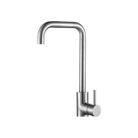 Robinet de cuisine à poignée unique pivotant à 360° - Acier inoxydable - Tuyaux PEX - Eau chaude et froide réglable - Socle en émail (1/4)