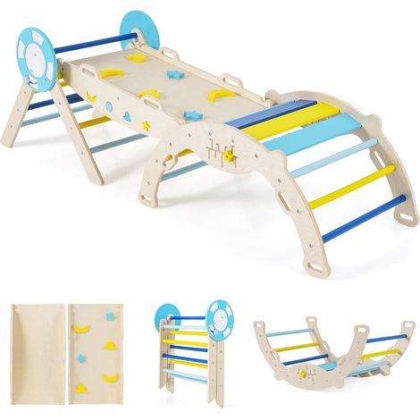 Juego de escalada para niños pequeños con tobogán, arco y bloques