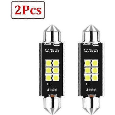 2024 Lot de 2 ampoules LED C5W/C10W Canbus Festoon 31 mm, 36 mm, 39 mm et 41 mm, puce 3030, 12 V/24 V, éclairage intérieur de voiture (plafonnier, liseuse) (1/5)