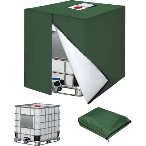 IBC-Tankabdeckung (1000 l), 420D-Wassertankdeckel, UV-beständige Tankabdeckung, IBC-Tankschutzabdeckung mit Reißverschluss, 120 x 100 x 116 cm (Grün) – Crezuo (1/4)