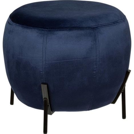 Atmosphera Calabaza pouf velours bleu 44 cm diamètre (1/3)