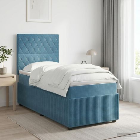 vidaXL Cama box spring con colchón Azul 100 x 200 cm Terciopelo (1/5)
