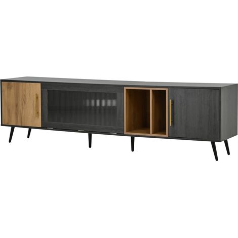 Mueble TV gris MDF 200 x 40 x 55,5 cm para TV de hasta 90 pulgadas HOMVRA (1/5)