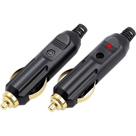 2 Pièces 12V Prises Allume Cigare Males avec Fusible 20A et LED Rouge Cuivre Bakélite Fiche Allume Cigare Male Connecteur Universel pour Voiture Camion CampingCar Bateau Moto Glacière Électrique (1/5)