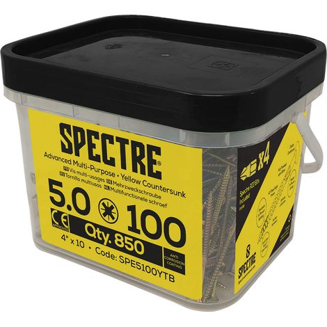 ForgeFix SPE5100YTB Spectre PZ Compatible Wood Screw CSK ZYP 5.0 x 100mm Mega Tub 850 FORSPE5100YM