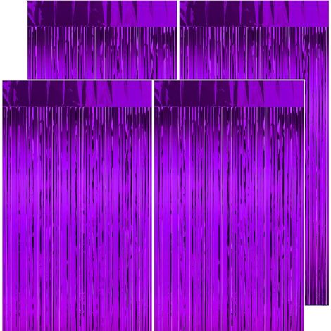 Tenda viola con frange per compleanno, spessore 23 µm 4 pezzi di tenda con frange metalliche lucide da 1 x 2 m Tenda di sfondo in alluminio Decorazione per compleanno, cabina fotografica e Hallowee (1/4)