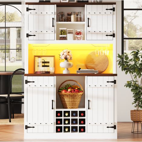 Hoher Küchenschrank 120x40x180 cm aus MDF und Metall, weiß, mit RGB-LED – MEUBLIV (1/5)