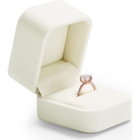 Blanc Velours Boite Bague,Boite a Bijoux,Ecrin Bague,Ring box pour Fiancaille Mariage Proposition Anniversaire Saint Valentin (1/3)