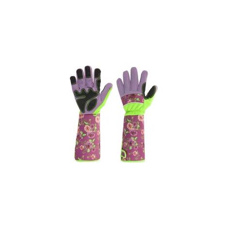 Paire de gants de jardinage manches longues, protection poignet, rose – (1/5)