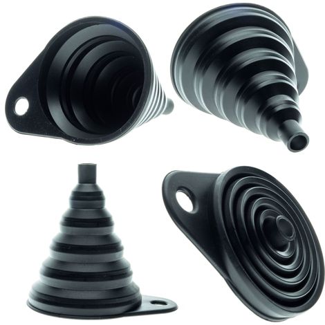 Embudo de silicona plegable, negro - universal, duradero, fácil de almacenar (1/5)