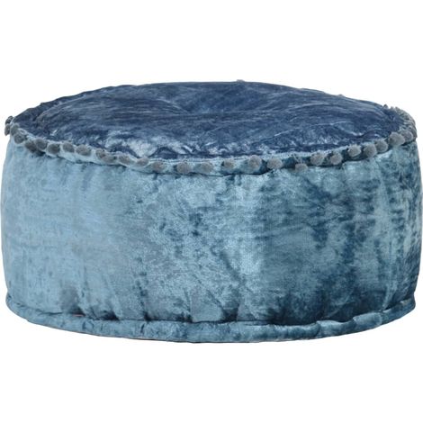 vidaXL Round Pouffe Velvet 40x20 cm Blue