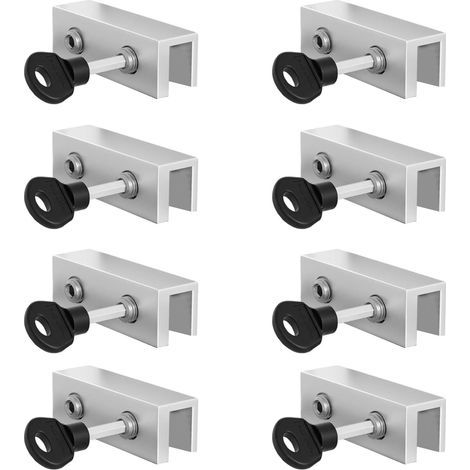 Verrou de fenêtre coulissante avec clés verticales et horizontales - Verrou de sécurité réglable - Limiteur de fenêtre de sécurité durable - Limiteur de fenêtre réglable (Argent 10 mm, long) (1/2)