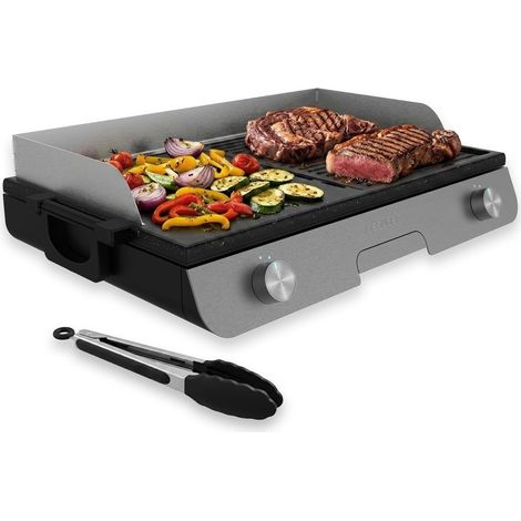 Cecotec Barbecue Elettrico Perfectroast 3000 Inox Max. 3000W, Superficie di Cottura 30 x 50 cm, 2 Aree di Cottura, Rivestimento Antiaderente, Metallico (1/5)