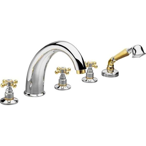Sapho Reitano Rubinetteria Antea - Set bordovasca, montaggio a 5 fori, cromo/oro 3312 (1/2)