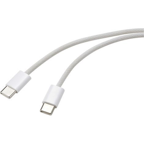 Renkforce Câble USB USB-C® mâle, USB-C® mâle 1.00 m blanc torsadé par paire RF-6056878 (1/4)