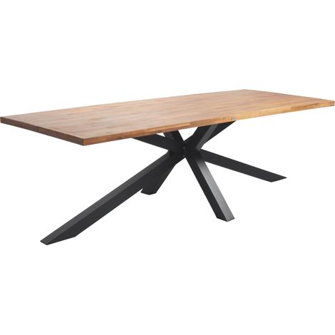 Oviala – Table de jardin rectangulaire en bois d'acacia et aluminium – Dimensions 240x95x75cm – Structure robuste pour usage extérieur