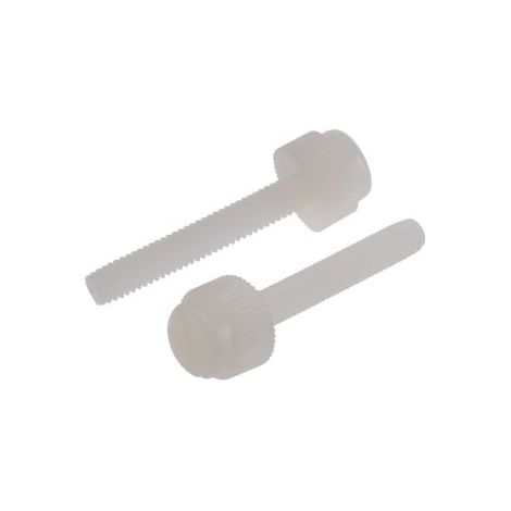 Vis nylon à tête moletée Rond moleté, M4/25mm, Nylon Brut ( Prix pour Sachet de 100 )