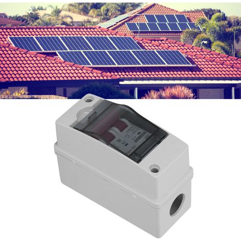 Disjoncteur miniature 2P, interrupteur sectionneur 1000 V CC, disjoncteur miniature 10 A CC pour systèmes photovoltaïques solaires, avec indice d'étanchéité IP65. (1/5)