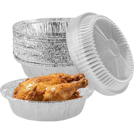 Barquette Aluminium avec Couvercle,20pcs,18,5 cm,650 ml,Plat Aluminium Jetable pour Pâtisseries, Préparation Repas, Congélation et Stockage (1/5)