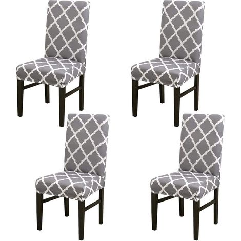 Set of 4 stretch chair covers for dining room or lounge, various styles for wedding, banquet, Christmas, wedding anniversary, decoration, Grey (1/5)