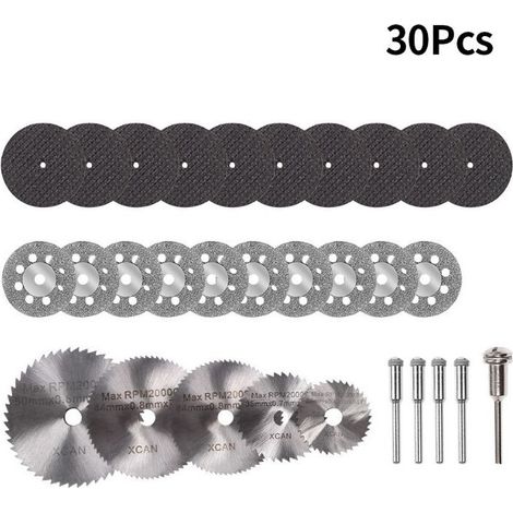 30 Pcs Mini Diamond Cutting Disc, HSS Mini Circular Saw Blade, Mini Resin Cutting Disc, with 3mm Mandrel for Wood, Metal, Plastic, Stone, Glass