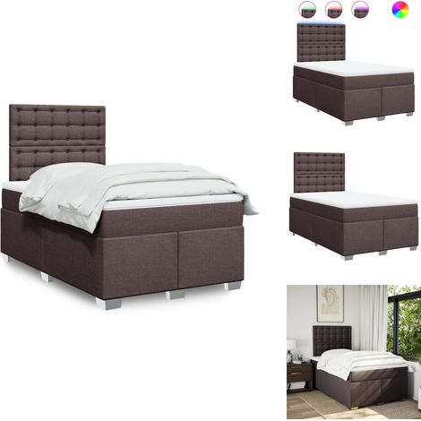 Sommier à lattes de lit et matelas marron foncé 120x190cm tissu - Sommier À Lattes De Lit - Sommiers À Lattes De Lit - Lit - Meuble De Chambre À Coucher (1/5)
