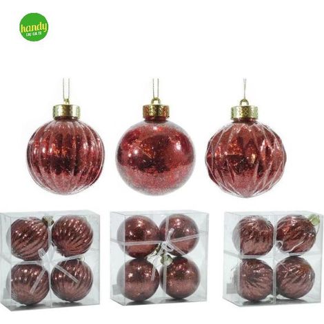 Set 4 Sfere General Trade Ø100mm Rosso Modelli Assortiti