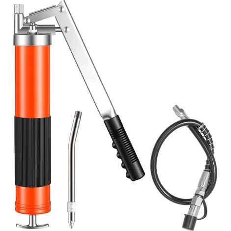 Pistolet à Graisse Manuel 689 bar Pistolet Graisseur à Levier à Une Main Capacité 0,4 L pour Machines Automobiles Agricoles Industrielles, Flexible 45,7 cm Tube Extension Rigide 1 Buse Pointue (1/5)