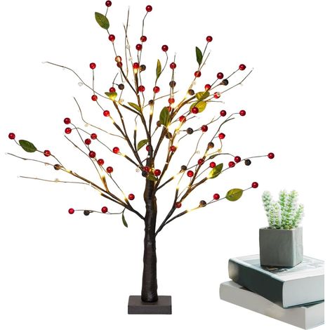 Arbre Lumineux à LED Ornement à Lueur Chaude Alimenté par Piles Décoration d'Arbre qui S'avec 24 LED pour la Chambre le Salon la Table à Manger le Bureau l'Appartement Noël Hiver (1/5)
