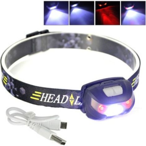 Lampe frontale LED rechargeable Lepro - Lampe frontale ultra-lumineuse avec 5 modes pour le camping et la randonnée, lampe frontale étanche IPX4 avec lumière rouge, câble USB inclus