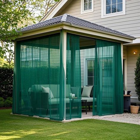 Tenda trasparente impermeabile verde scuro 160x300 cm per esterni, patio e soggiorno. (1/5)
