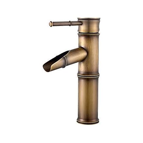 robinet Salle De Bain - Cascade Robinet Mitigeur, Robinet Lavabo Mitigeur Salle De Bain Cascade En Laiton, Mitigeur Laiton Antique Robinet Bambou (1/5)